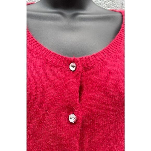 Apt 9 Cardigan women’s size medium red long sleeve rabbit hair sweater - Picture 4 of 11